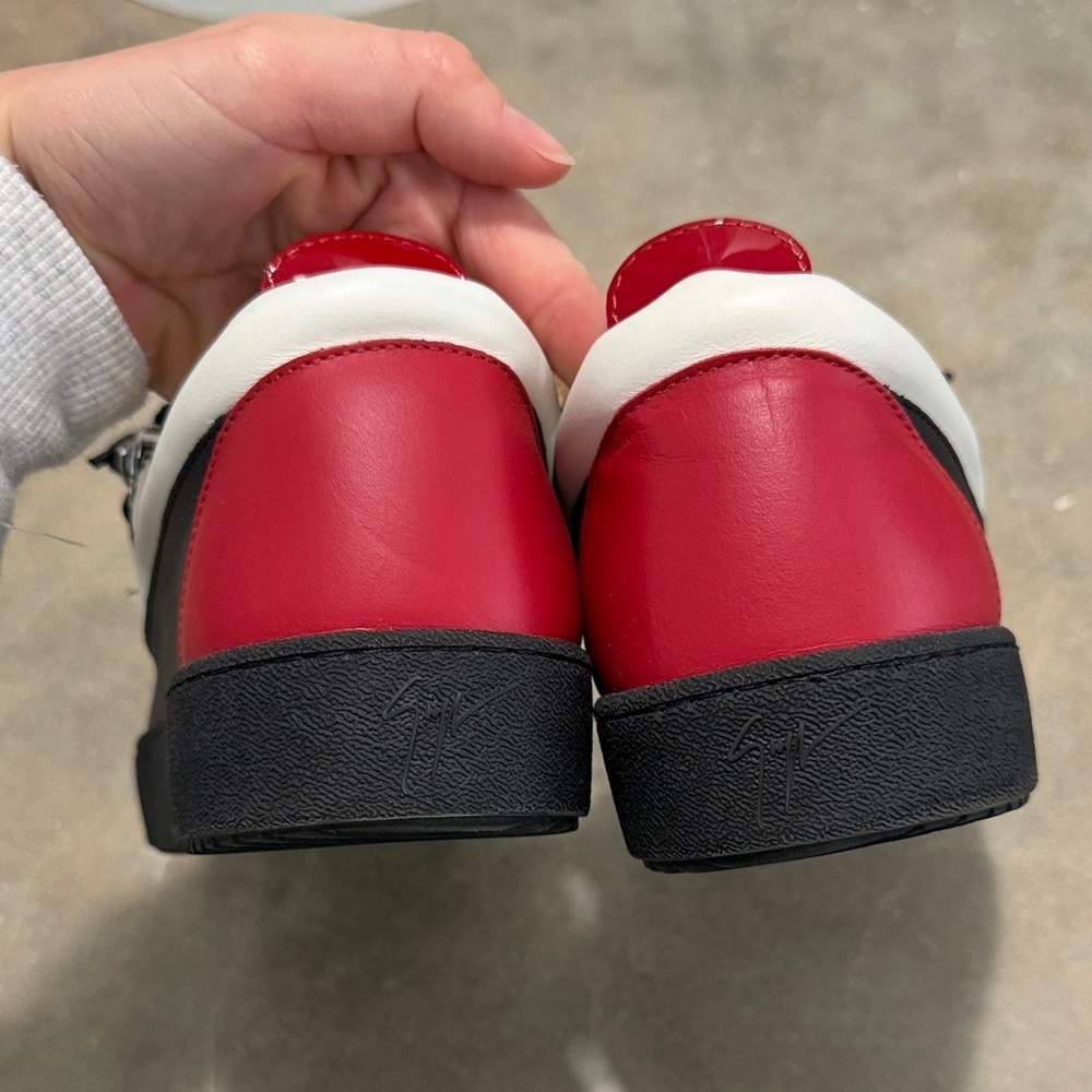 Giuseppe Zanotti Maylondon Leather Low-Top Sneakers Red, Black and White - Picture 7 of 10